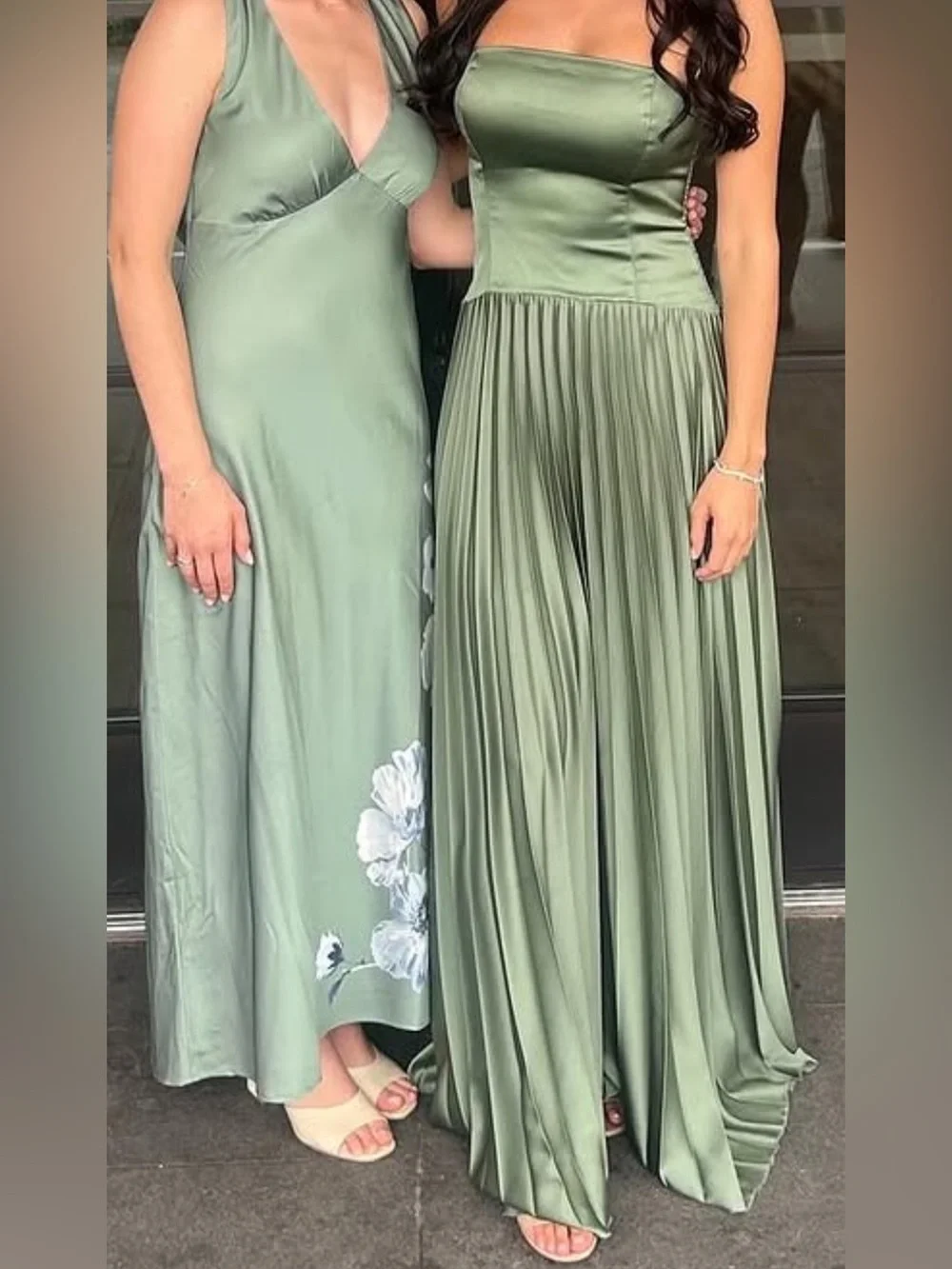 Abercrombie & Fitch Strapless Green Pleated Silk Maxi